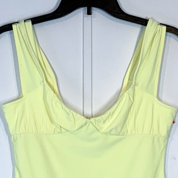 OPEN EDIT  Shirred Cap Sleeve Bodysuit in Yellow Lemonade - Picture 3 of 8